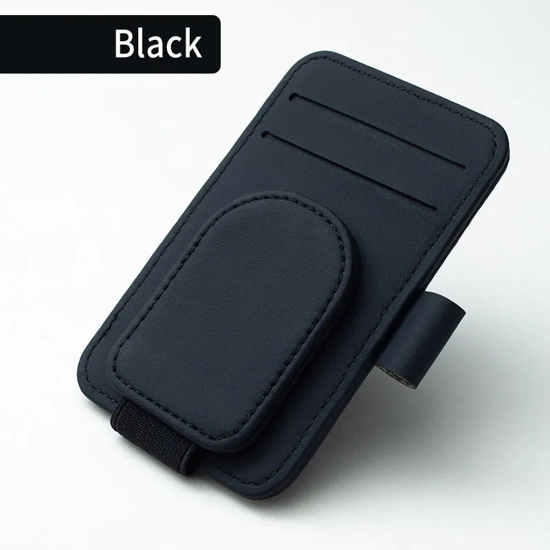 JFBONIN Leather Car Glasses Clip Multifunctional Sunshade Storage for Interior Car Sunglasses Organizer Creative