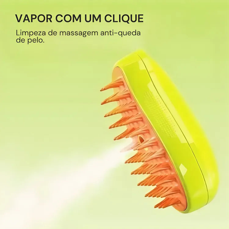 Escova VaporCare™ – Remove Pelos e Relaxa o Seu Pet com Vapor Suave
