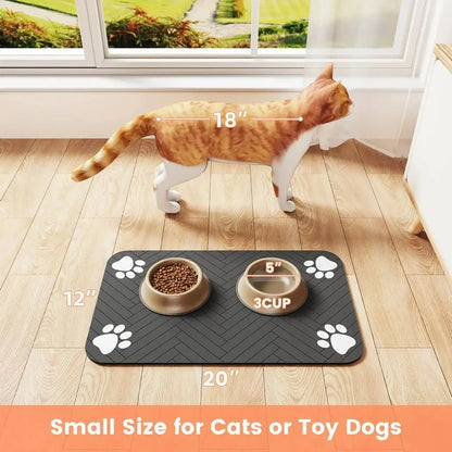 PawDry Mat™ – An absorbent mat that keeps your pet’s feeding area clean and dry