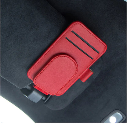 JFBONIN Leather Car Glasses Clip Multifunctional Sunshade Storage for Interior Car Sunglasses Organizer Creative