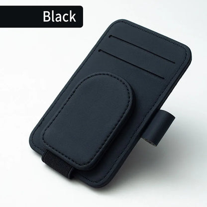 JFBONIN Leather Car Glasses Clip Multifunctional Sunshade Storage for Interior Car Sunglasses Organizer Creative