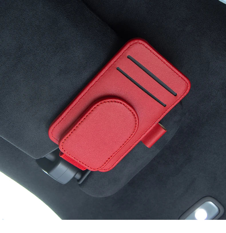 JFBONIN Leather Car Glasses Clip Multifunctional Sunshade Storage for Interior Car Sunglasses Organizer Creative