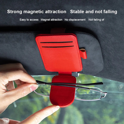 JFBONIN Leather Car Glasses Clip Multifunctional Sunshade Storage for Interior Car Sunglasses Organizer Creative