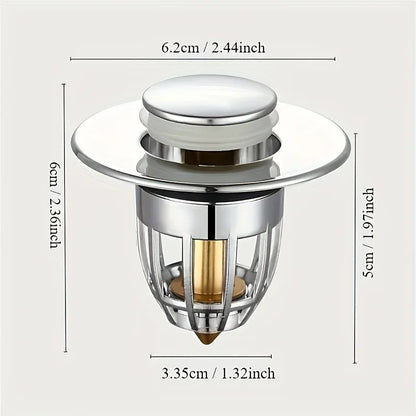 PopDrain™ – Un desagüe inteligente con sistema push-click fácil y filtro anti-obstrucción.