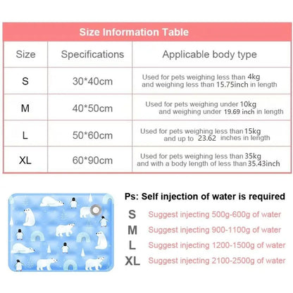 Floor Mat Cool Pet Cooling Mat Ice Gel Self Added Water Dog Cold Bed Mat Portable Durable Pet Ice Cushion For Small Big Dogs