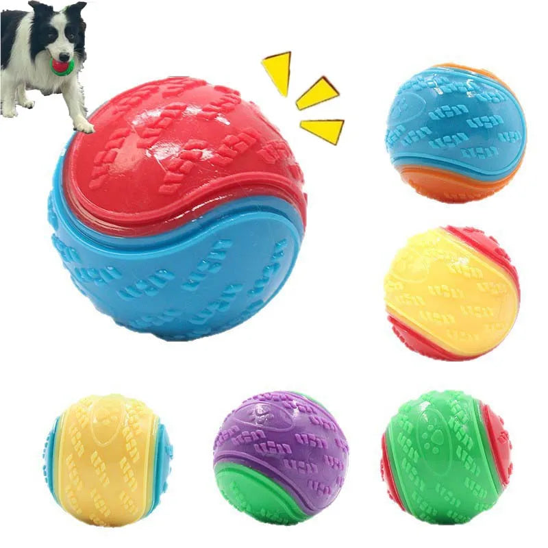 Dog Chew Ball Toy Drinding Teeth Bite-resistant Silicone Ball Puppy Toy Squeaky Teeth Cleaning Training Dog Toy Supplies