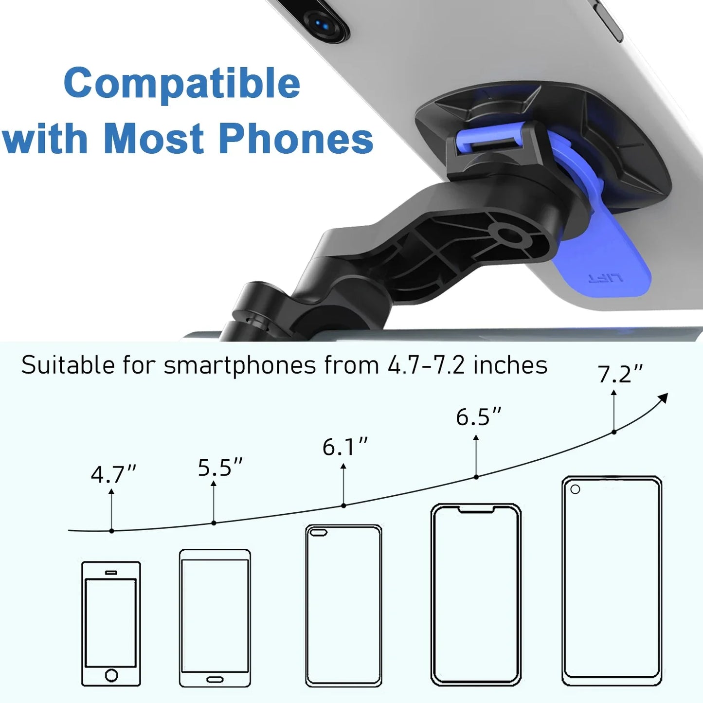 Bike Phone Holder, Motorcycle Mount - Motorcycle Phone Holder, Handlebar Cell Phone Clamp, E-Bike Scooter Phone Clip