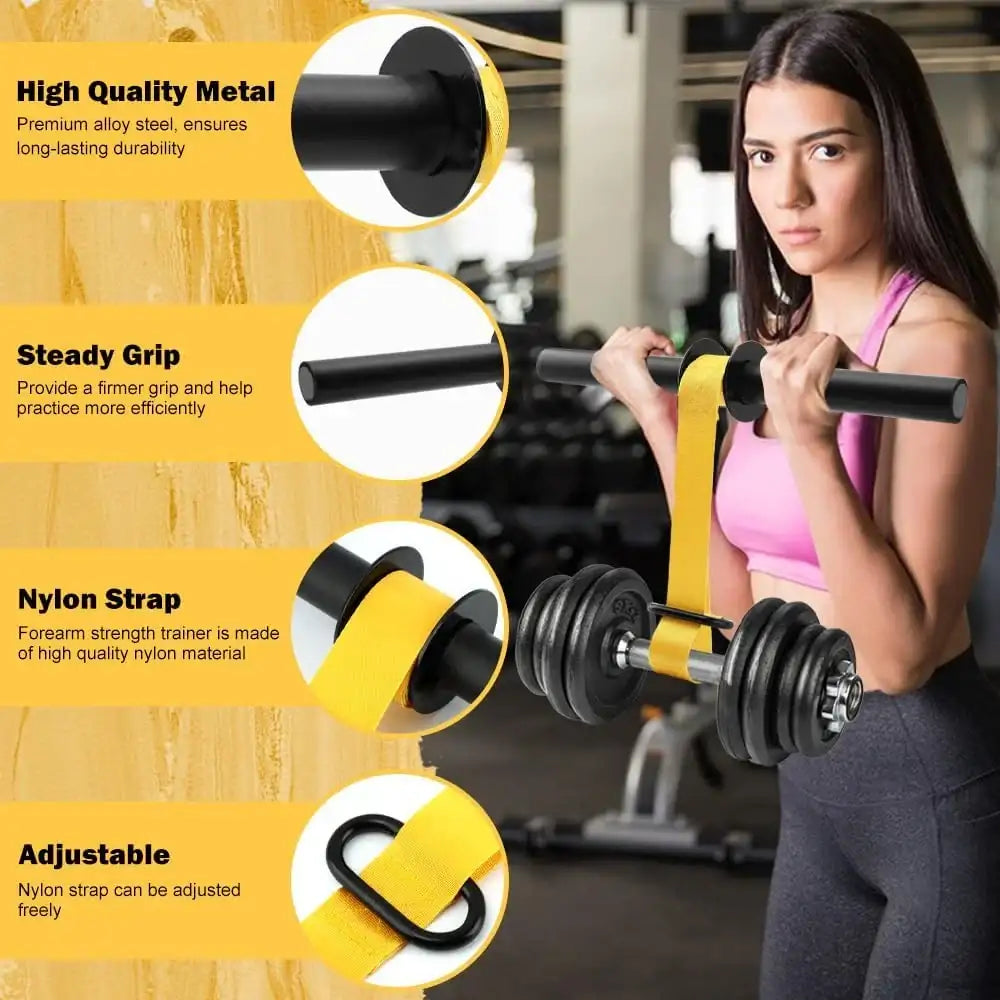 Forearm Strength Trainer Wrist Roller with Thickened Non-Slip Handle Adjustable Belt Home Workout Fitness Equipment Durable