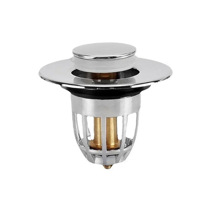 PopDrain™ – Un desagüe inteligente con sistema push-click fácil y filtro anti-obstrucción.
