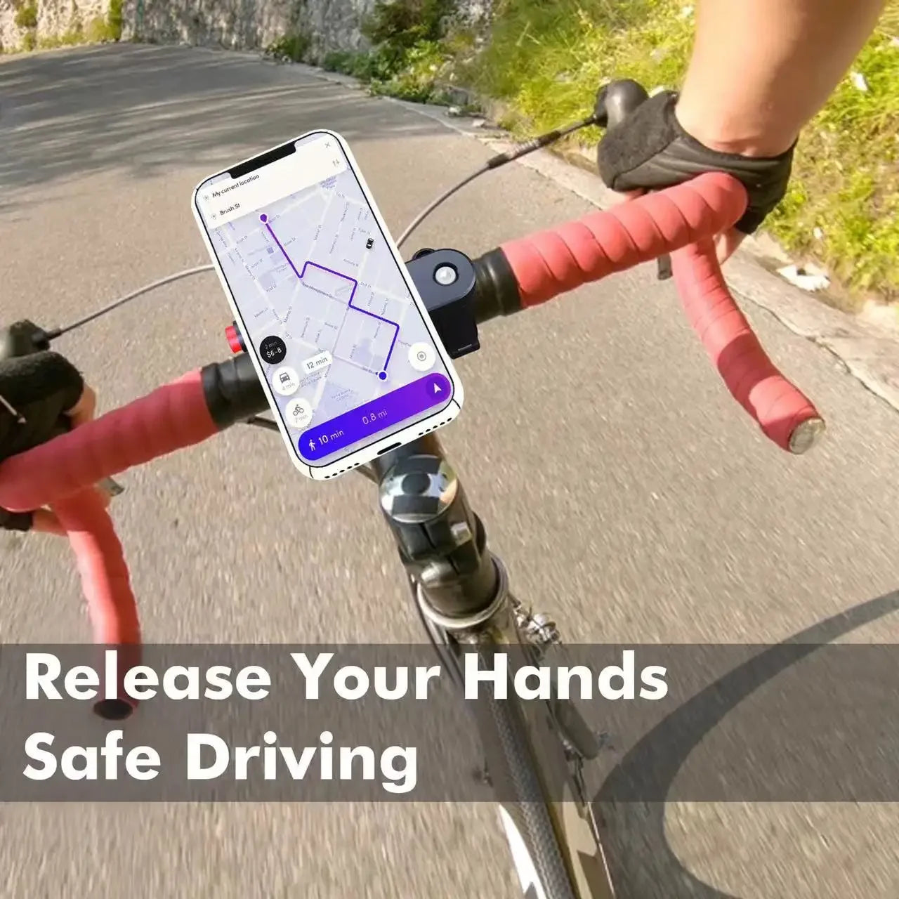 Bike Phone Holder, Motorcycle Mount - Motorcycle Phone Holder, Handlebar Cell Phone Clamp, E-Bike Scooter Phone Clip