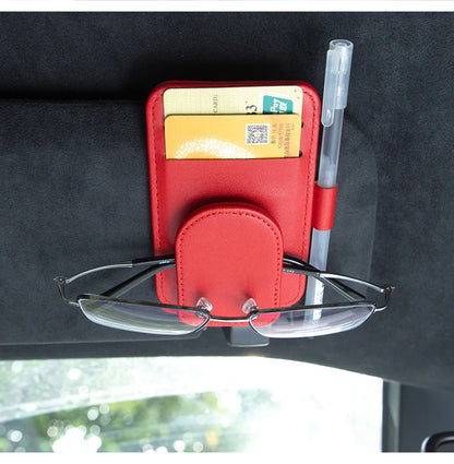 JFBONIN Leather Car Glasses Clip Multifunctional Sunshade Storage for Interior Car Sunglasses Organizer Creative