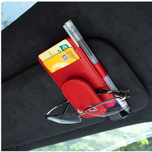 JFBONIN Leather Car Glasses Clip Multifunctional Sunshade Storage for Interior Car Sunglasses Organizer Creative