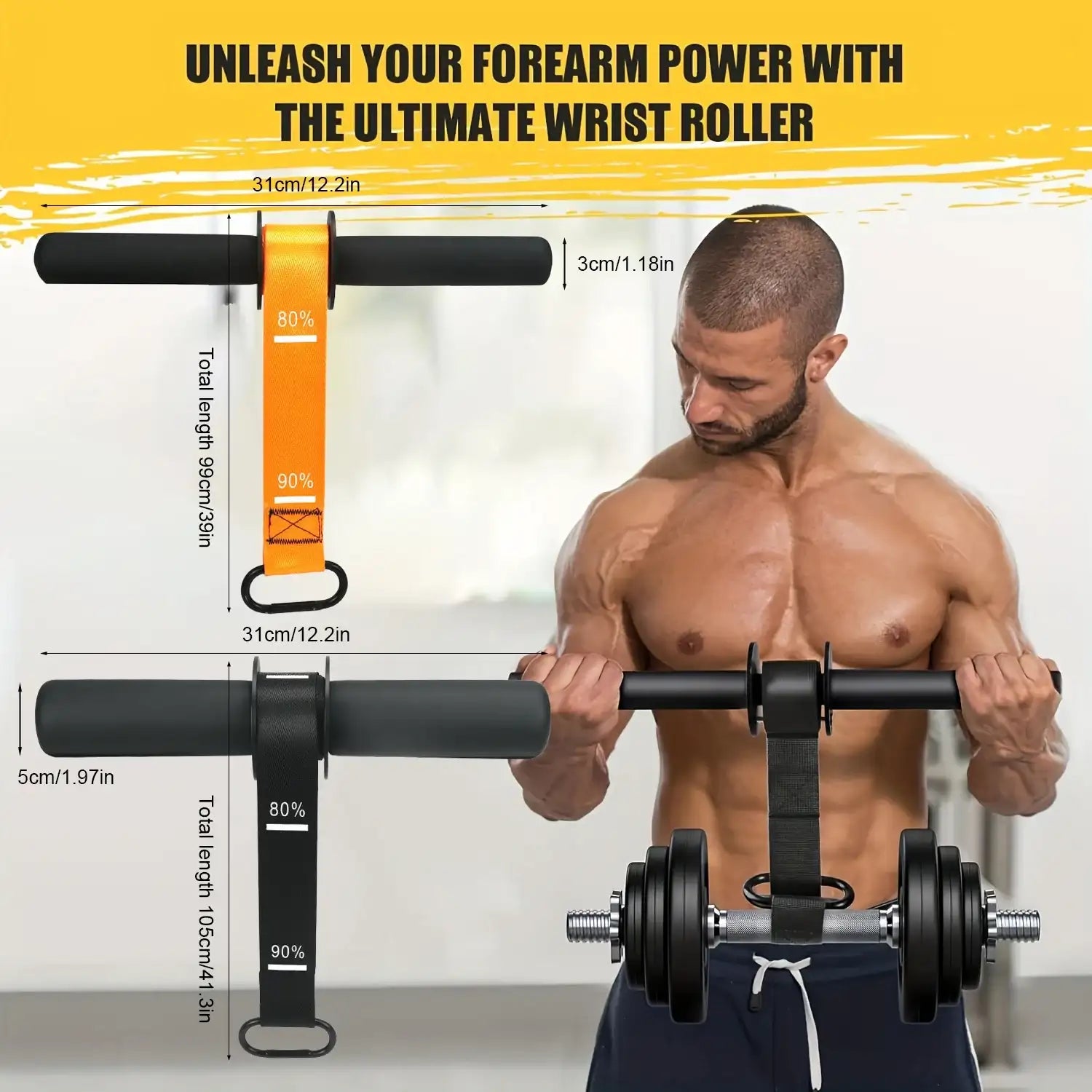 Forearm Strength Trainer Wrist Roller with Thickened Non-Slip Handle Adjustable Belt Home Workout Fitness Equipment Durable