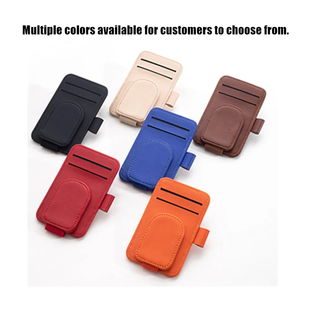JFBONIN Leather Car Glasses Clip Multifunctional Sunshade Storage for Interior Car Sunglasses Organizer Creative