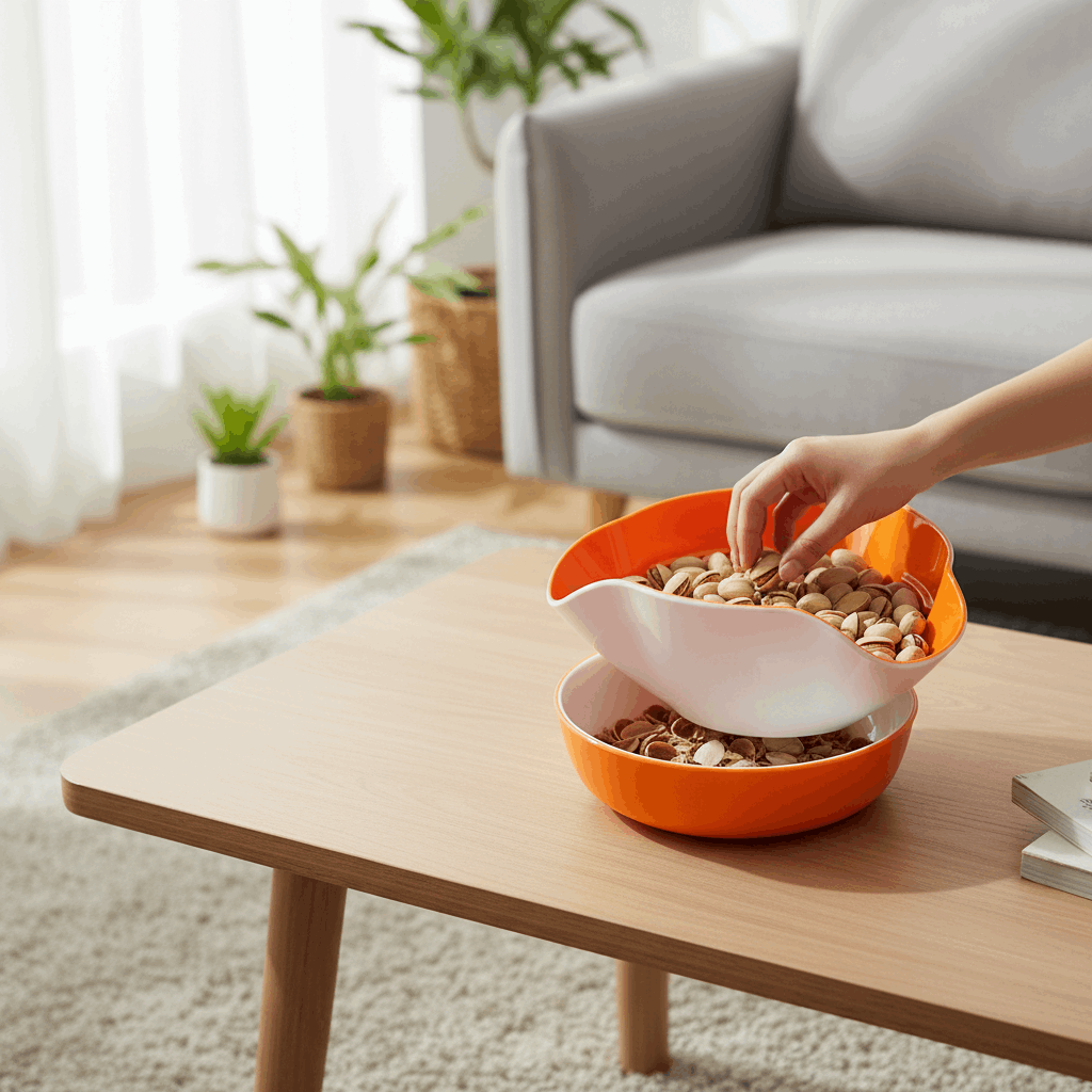 Bowls a servir snacks com cascas separadas