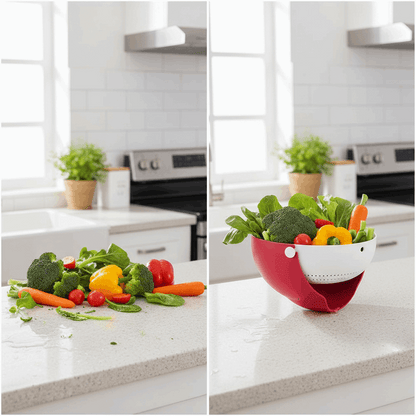 Comparação legumes molhados vs organizados sem texto