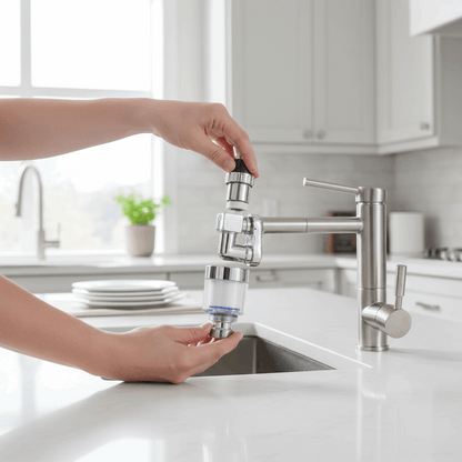 Pessoa a instalar espumador facilmente sem ferramentas