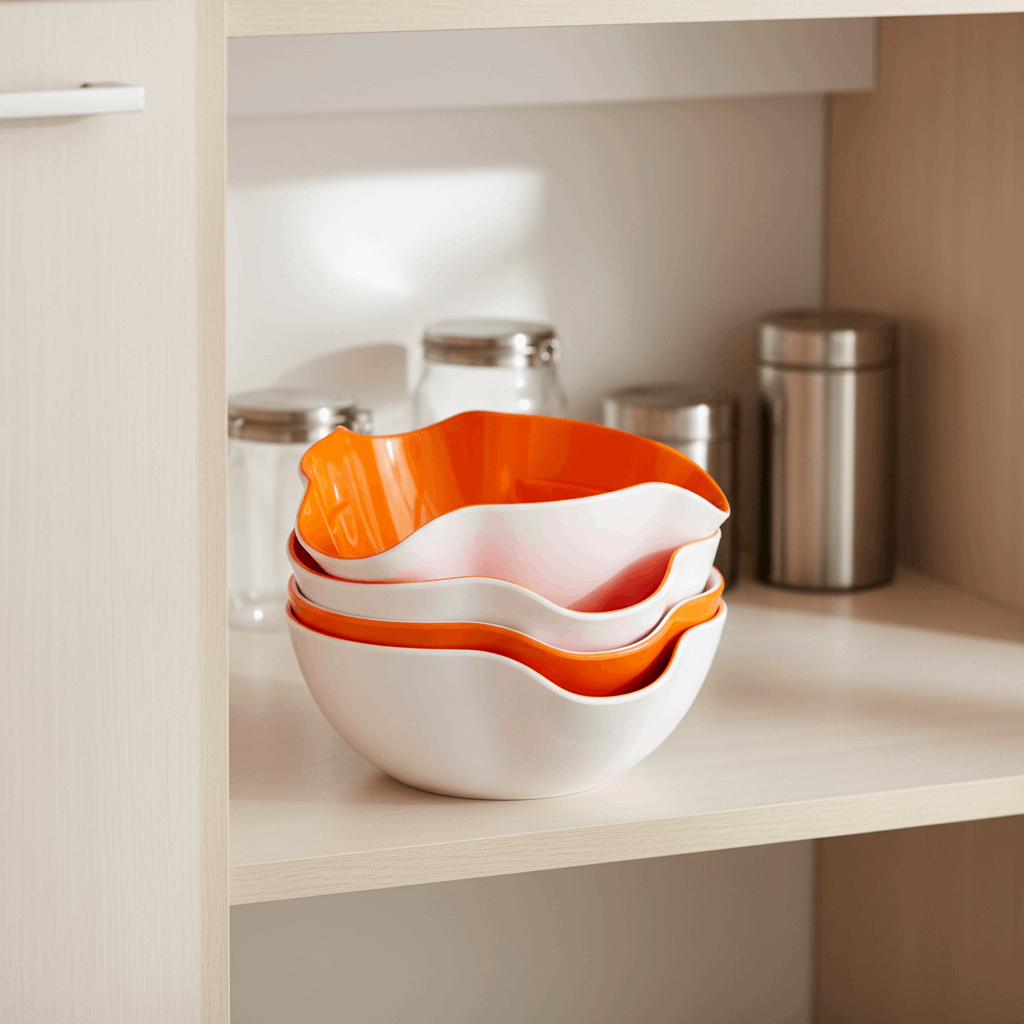 Vários bowls empilhados economizando espaço